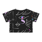 AOP Crop Tee FACE DOODLES AZURE