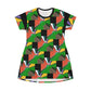 All Over Print T-Shirt Dress Green Puzzle