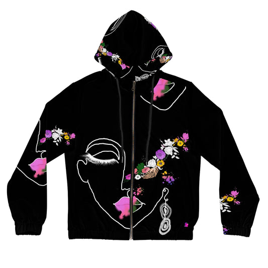 Women’s Full-Zip Hoodie (AOP) PALETTE OF BLOOM