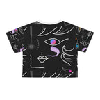 AOP Crop Tee FACE DOODLES AZURE
