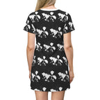 All Over Print T-Shirt Dress FLEUR NOIR