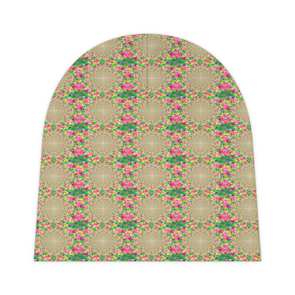 Baby Beanie PINK FLOWER FRACTAL