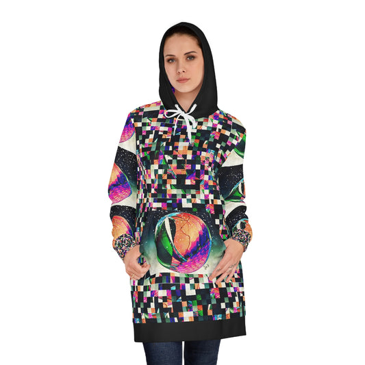 Women's Hoodie Dress (AOP) CHECKERED MOON