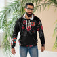 AOP Unisex Pullover Hoodie RUBY FLOWERS DOODLES ON BLACK