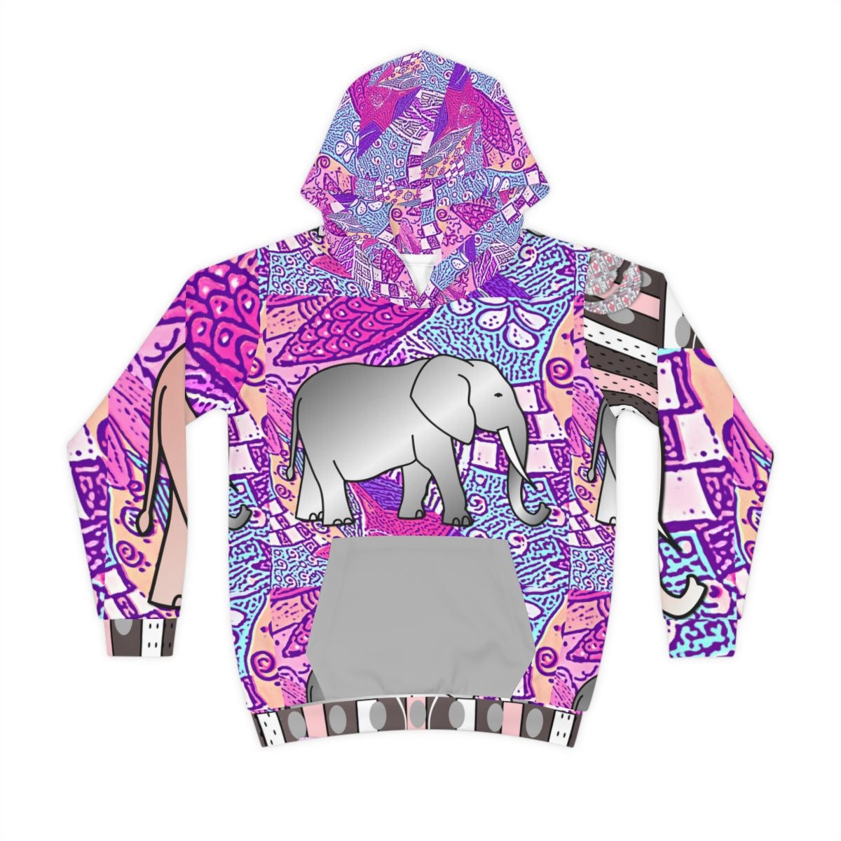 Children's Hoodie ELEPHANTS ON PINK