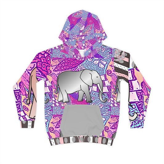 Children's Hoodie ELEPHANTS ON PINK
