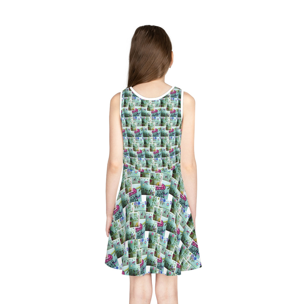 Girls' Sleeveless Sundress (AOP) FLOWER DOODLES