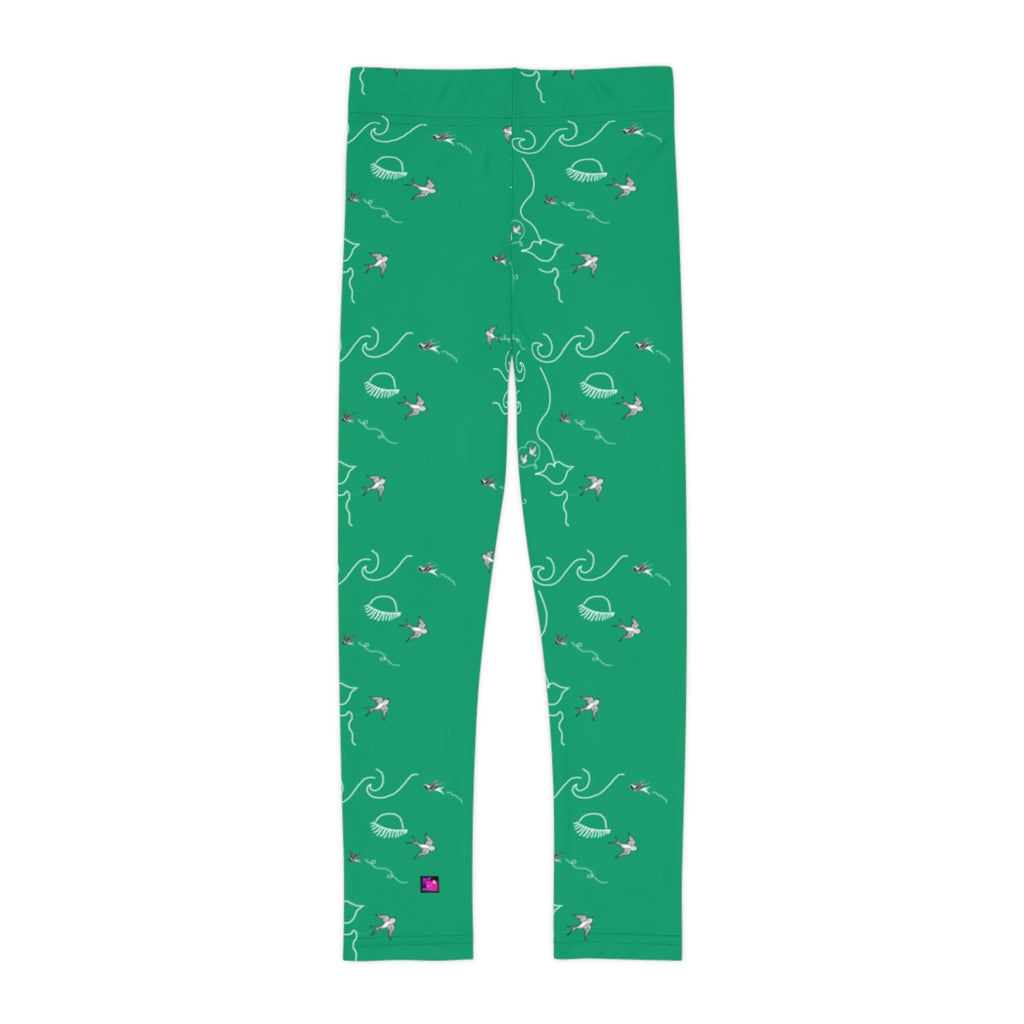 Kids Leggings (AOP) SWALLOWS GREEN