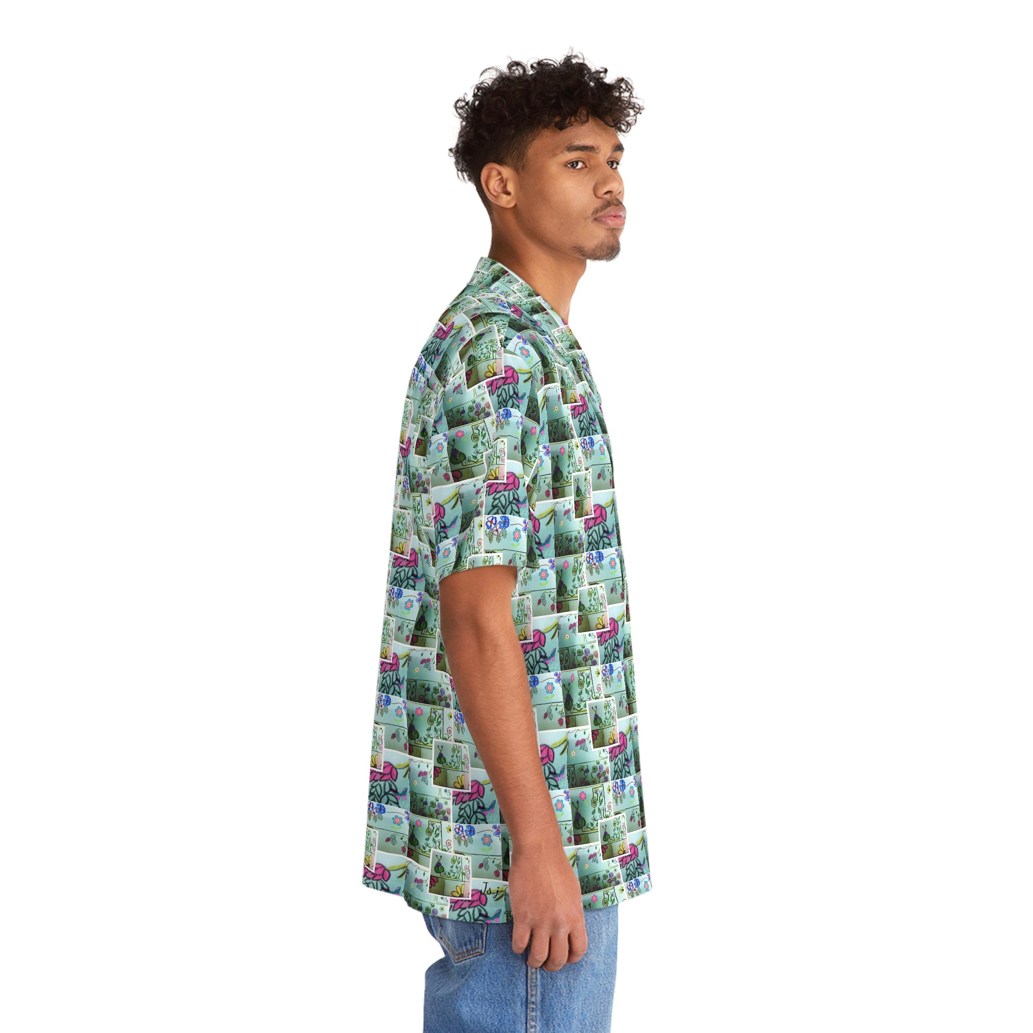 Men's Hawaiian Shirt (AOP) FLOWER DOODLES