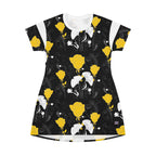 All Over Print T-Shirt Dress YELLOW ROSES