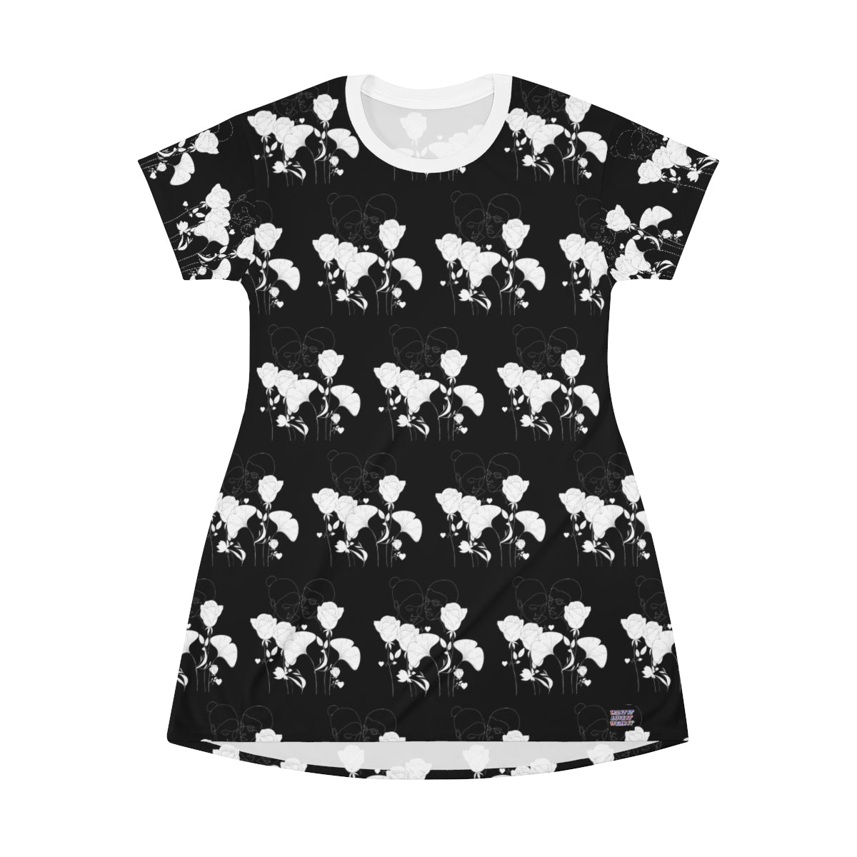 All Over Print T-Shirt Dress FLEUR NOIR