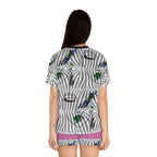 Women's Short Pajama Set (AOP) ZEBRA DOODLE FACE