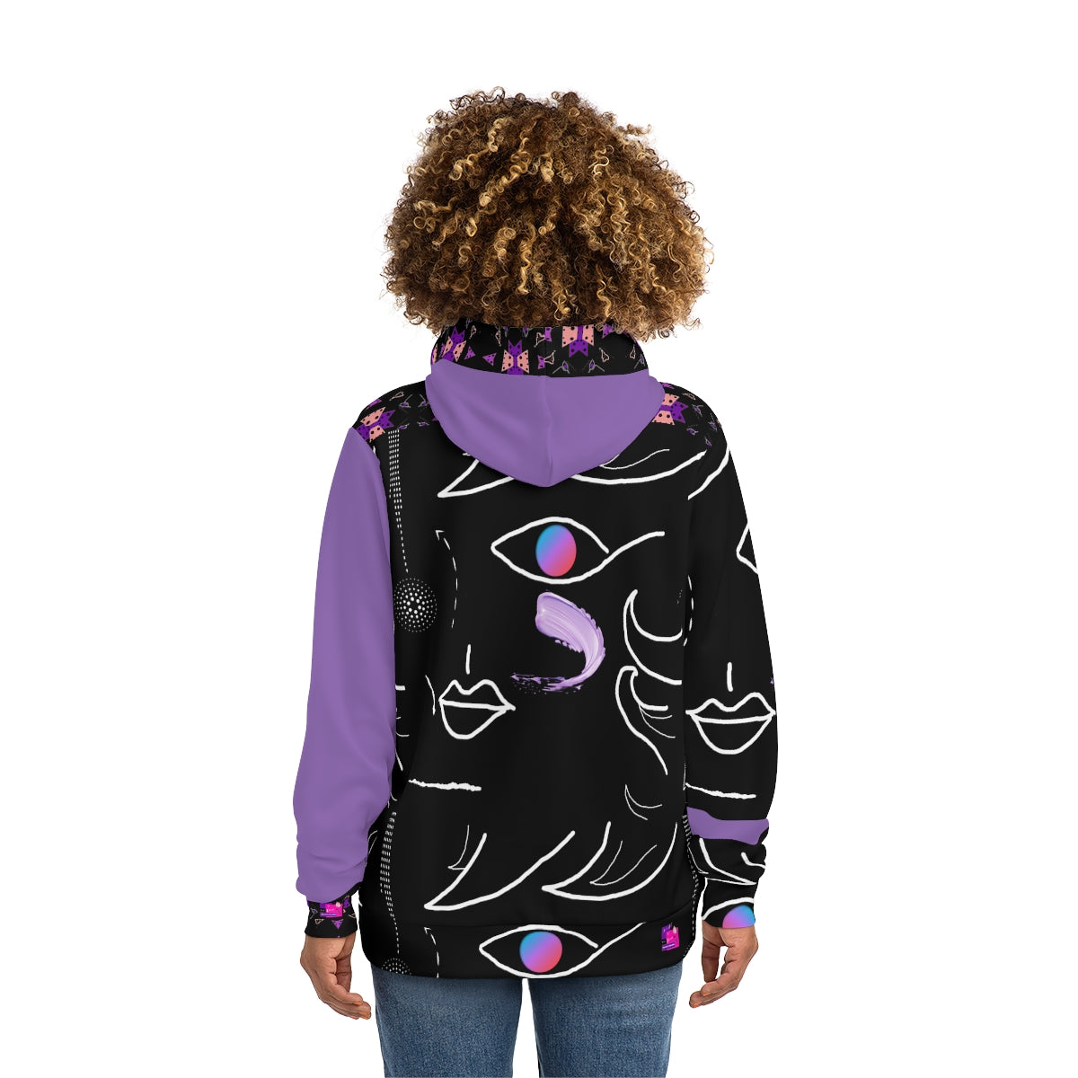 AOP Fashion Hoodie FACE DOODLES VIOLET
