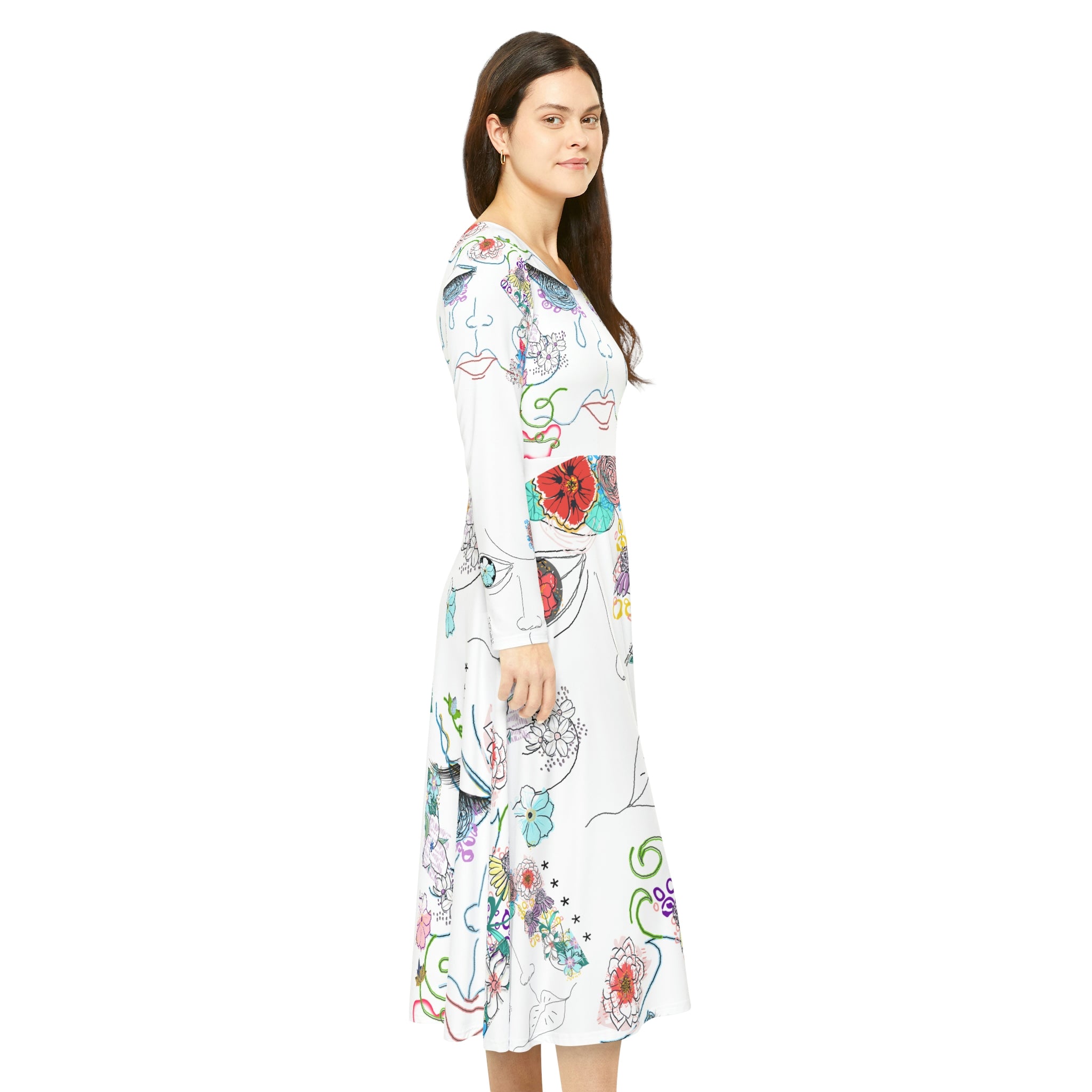Women's Long Sleeve Dance Dress (AOP) FLORA