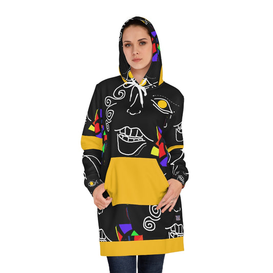 Women's Hoodie Dress (AOP) FACE DOODLES SQUARED