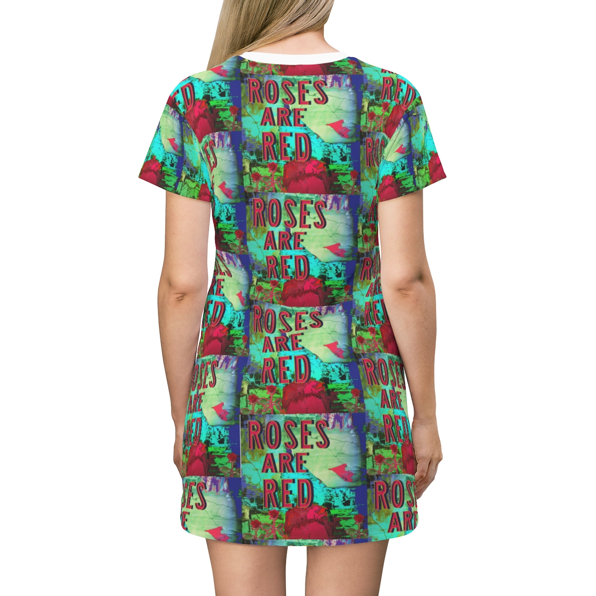 All Over Print T-Shirt Dress ROSES ARE RED